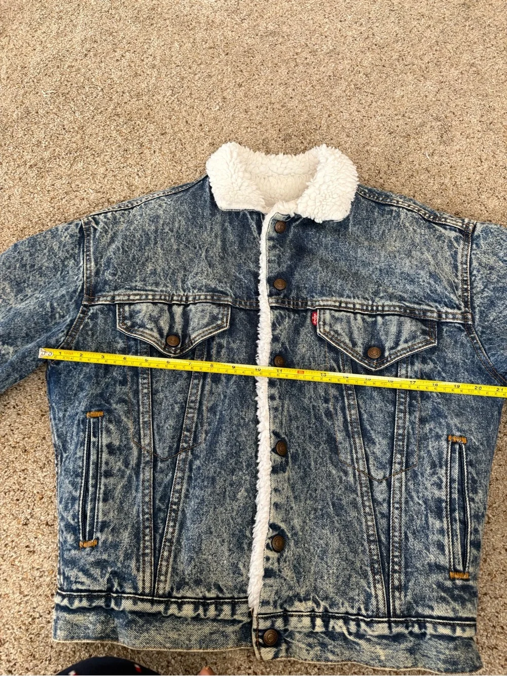 Vintage Levi’s Men's Blue Sherpa-Lined Denim Jacket Made in USA size L - Picture 9 of 13